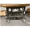 Image 2 : ROLLING WORK TABLE - STEEL FRAME WITH APPROX.8FT X 3 1/2FT PLYWOOD TOP