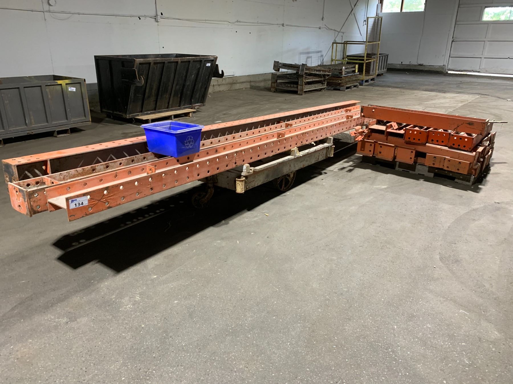 CANTILEVER ORANGE METAL INDUSTRIAL STORAGE RACKING-3 UPRIGHTS/ARMS/BASE ...