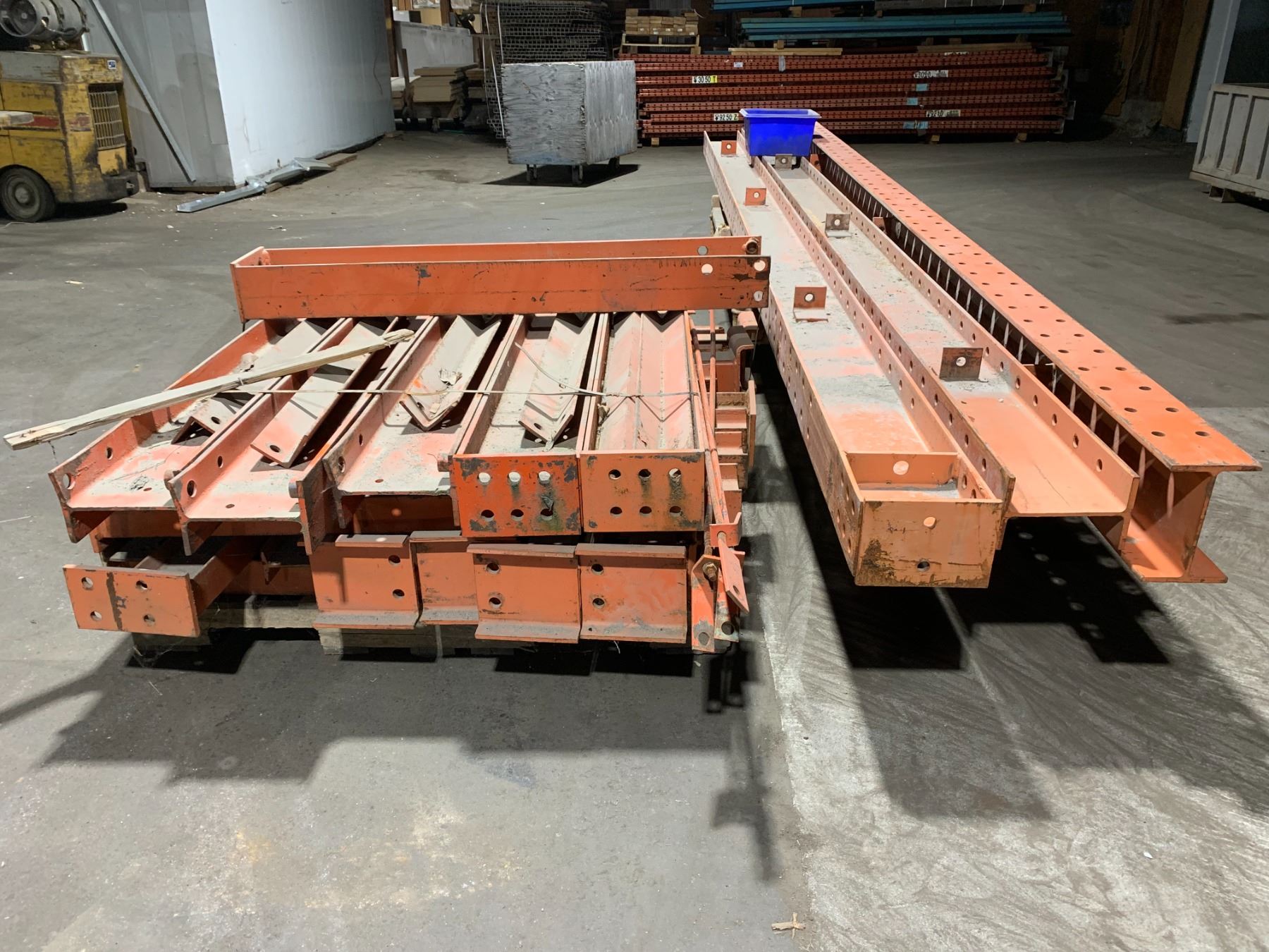 CANTILEVER ORANGE METAL INDUSTRIAL STORAGE RACKING-3 UPRIGHTS/ARMS/BASE ...