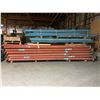 Image 1 : LARGE STACK OF ORANGE & BLUE PALLET RACKING-UPRIGHTS/SIDE RAILS & MESH DECK