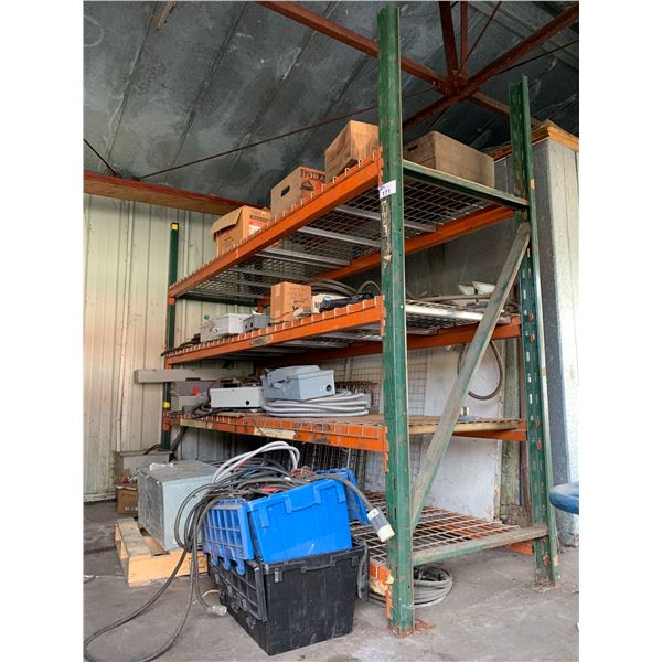 1 BAY OF GREEN & ORANGE PALLET RACKING-CONTENTS INCLUDED **MUST TAKE ...