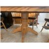 Image 5 : Lovely Oak Kitchen Table w Leaf & Six Chairs w Brown Chair Chairs
