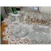 Image 5 : Beautiful Asst Doilies, Runners, Turkey Platter, Mid Century Modern Glasses, Cream & Sugar Bowls, Bu