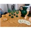 Image 3 : Gorgeous Handmade Purple & Green Vase, Green Glass Pitcher w 8 Glasses, Coaster Set,