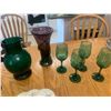 Image 4 : Gorgeous Handmade Purple & Green Vase, Green Glass Pitcher w 8 Glasses, Coaster Set,