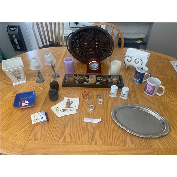 Time Quartz Clock,  Tealight Candles & Holder, Two Flame-less Candles, Leaf Tealight Holders , Flora