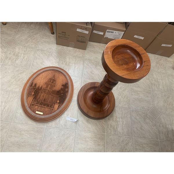 Huge Wood Candle Holder & Lg Oval Sunday Mourning Church Plaque Beck