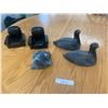 Image 1 : Two Soapstone Ducks (1 broke beak), Inuit Figurine, Two Heavy Chair Black Ornaments