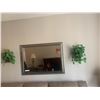 Image 1 : Lg Framed Wall Mirror & Two Silk Plants in Baskets Wall Décor