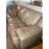 Image 5 : Three Seater Leather Beige/Taupe Couch & Two Decorative Pillows