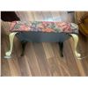 Image 4 : Three Tier Wood & Glass Side Table, Floral Upholstered Stool w Metal Legs & Wood Sewing Kit w Suppli