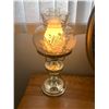 Image 2 : Beautiful Glass & Brass Electric Oil Table Lamps & Oval Mirror