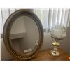 Image 4 : Beautiful Glass & Brass Electric Oil Table Lamps & Oval Mirror