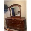 Image 1 : Lovely Wood Eight Drawer Dresser w Matching Mirror