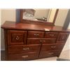 Image 2 : Lovely Wood Eight Drawer Dresser w Matching Mirror