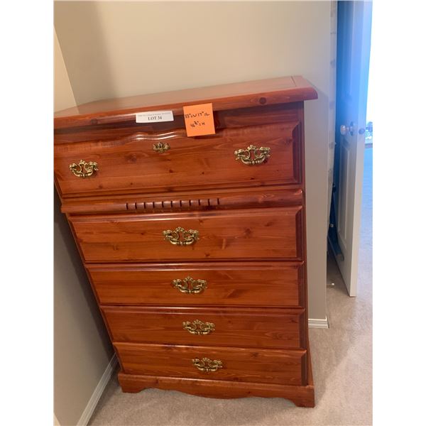 Five Drawer Dresser w Brass Handle Hardware