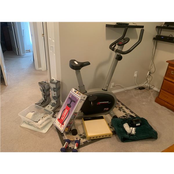 Advantage Fitness 710 Stationary Bike, Weight Talking Scale, Two Brace Boots, High Output Air Pump, 