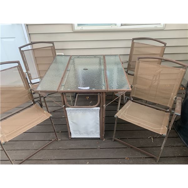 Patio Folding Table & Four Folding Patio Chairs