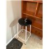Image 9 : Wood Shelving Unit w Seven Compartment, Two Cat Pictures & Stool (requires reupholster)