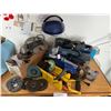 Image 1 : Face Shield, Wire Brush, Various Grinding Wheels, Electric Bosch Grinder MasterCraft Belt Sander wit