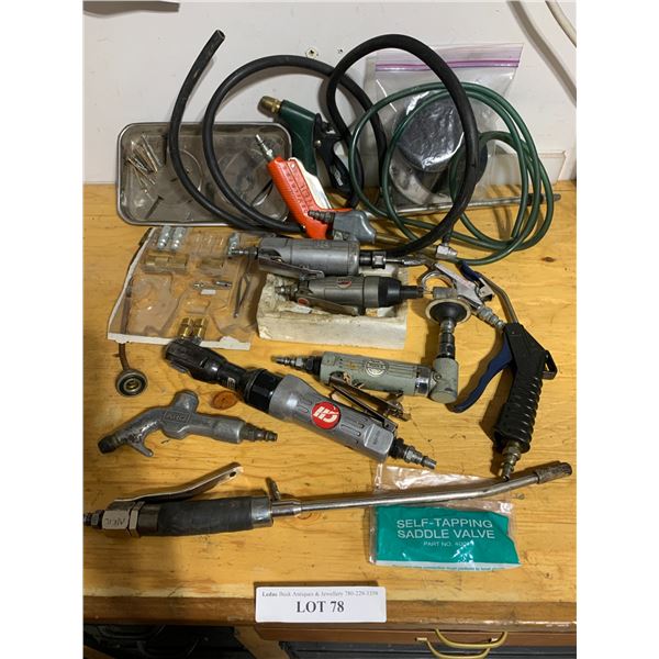 Asst of Pneumatic Tools, Die Grinders, Polishing Pads, Socket Wrench, Blowers, Air Guns, Magnetic Pa