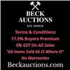 Image 1 : Beck Auctions Terms & Conditions