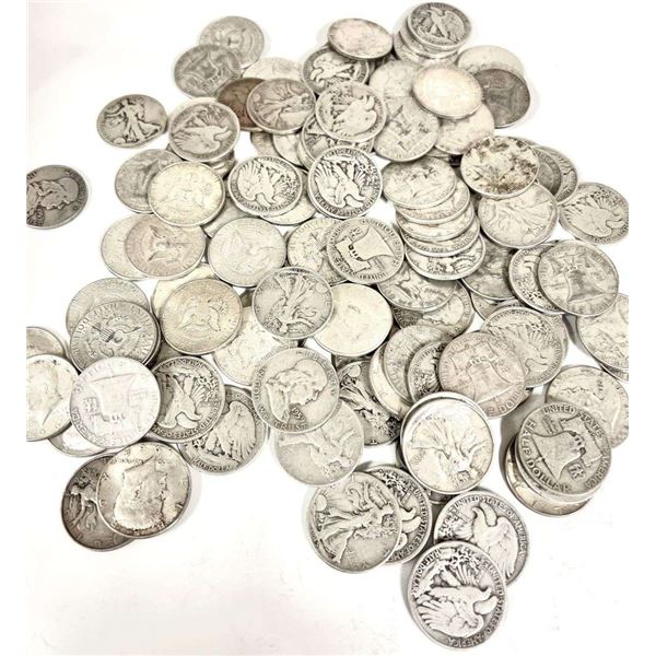 1917-1964 Mixed Half Dollars $57 Face Value 90% Silver