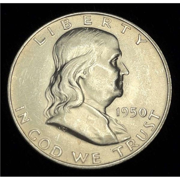 1950-D Franklin Silver Half Dollar BU