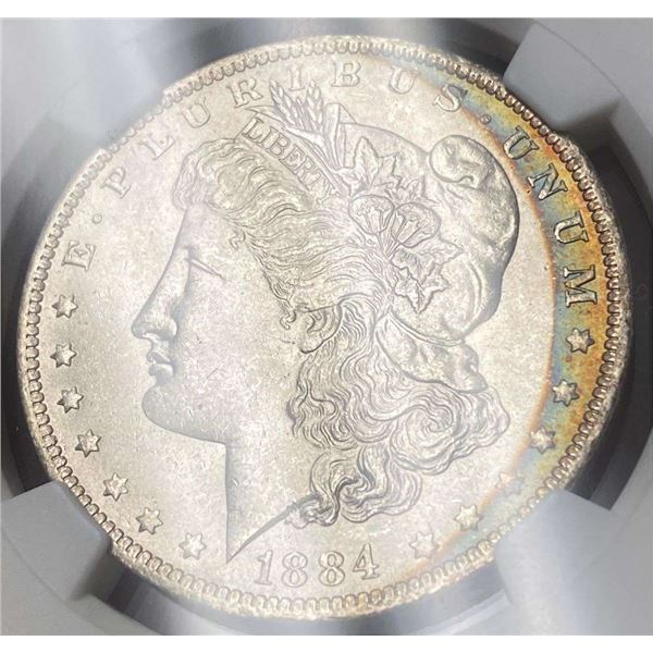 Monster Color 1884-O Morgan Silver Dollar NGC MS64