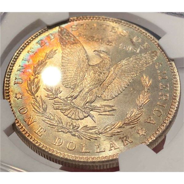 Monster Color 1887 Morgan Silver Dollar NGC MS64