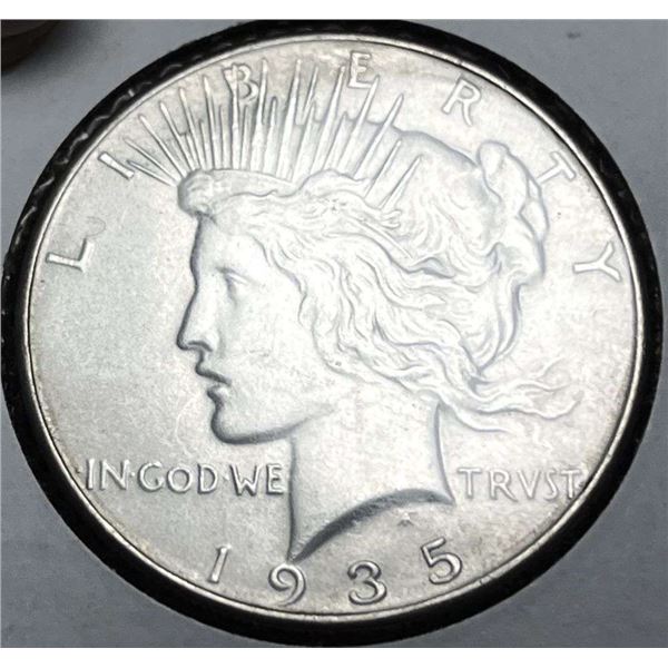 1935 Peace Silver Dollar AU58
