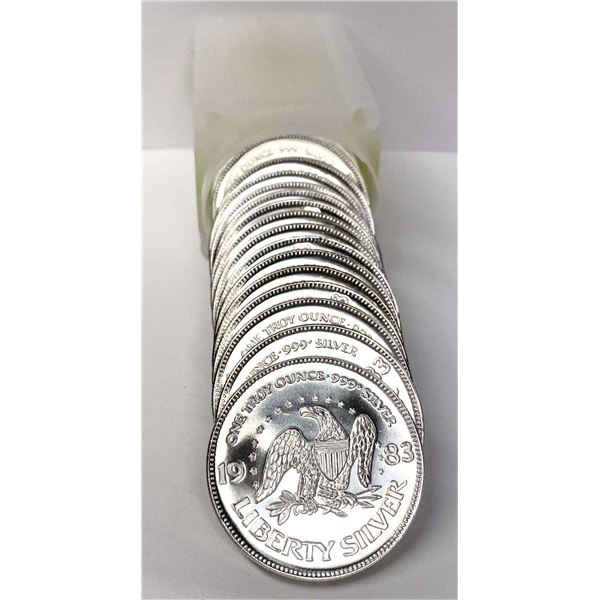 Roll (20-coins) Vintage 1983 A-Mark .999 Silver 1 ozt