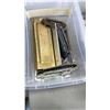 Image 2 : BOX AND 2 BINS OF DOOR HANDLES, MAIL SLOTS AND HARDWARE