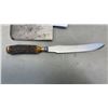 Image 2 : VINTAGE STAFORTHS "SEVERQUICK" CLEAVER AND JOSEPH ROGERS ANTLER HANDLE CARVING KNIFE