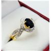 Image 2 : STERLING SILVER YELLOW GOLD TONE PLATED 7.2MM X 5.2MM NATURAL SAPPHIRE (1CT) RING, W/A $535.00, SIZE