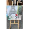 Image 8 : WOOD ART EASEL W/ 3 ARTWORKS