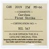 Image 3 : Canada 2019 RCM First Strike Caribou Twenty Five Cent Coin MS66