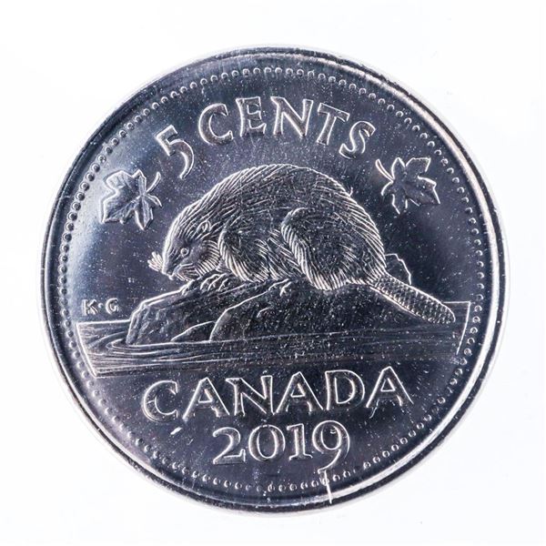 Canada 2019 RCM First Strike Five Cent Coin MS66 ICCS