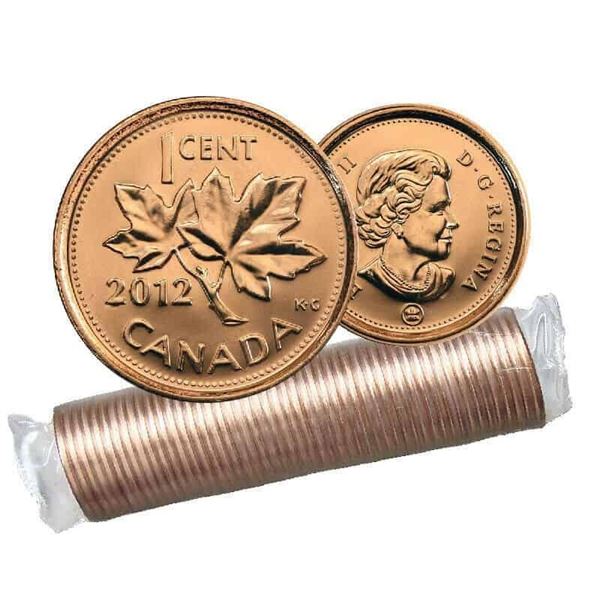 Final Run 2012 RCM Roll One Cent Coins, Last of the Pennies, Mint State Roll x 50 Coins