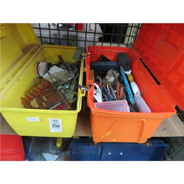 Shelf Lot (2) of Toolboxes w/Tools and Hardware