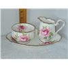 Image 1 : ROYAL ALBERT AMERICAN BEAUTY SUGAR, CREAMER AND UNDERPLATE SET