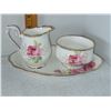 Image 2 : ROYAL ALBERT AMERICAN BEAUTY SUGAR, CREAMER AND UNDERPLATE SET