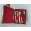 Image 1 : UNIQUE BOXED SET OF 6 CLOISONNE ENAMEL SPOON SET