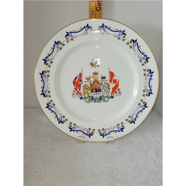 CANADIAN CENTENNIAL PLATE 1867-1967 AYNSLEY BONE CHINA