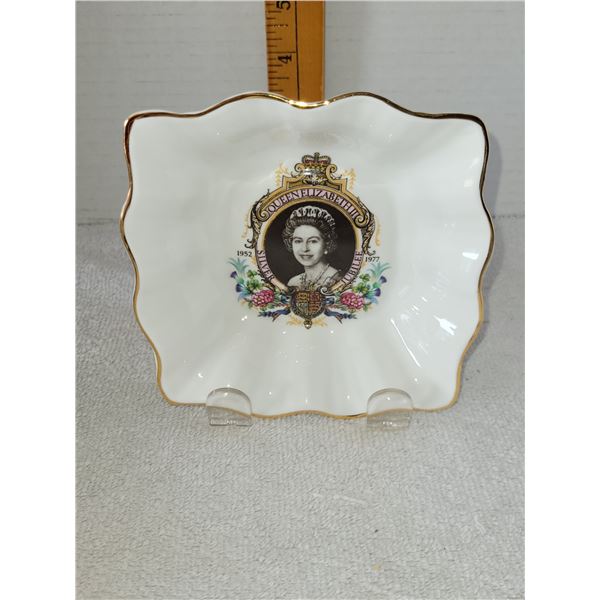 QUEEN ELIZABETH II SQUARE CANDY DISH ROSINA CHINA