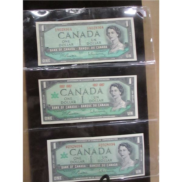 1954 & 2 - 1967 CANADA DOLLAR BILLS