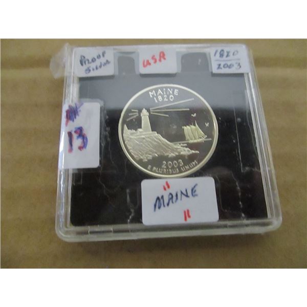 1820 - 2003 MAINE USA PROOF CAMEO SILVER QUARTER