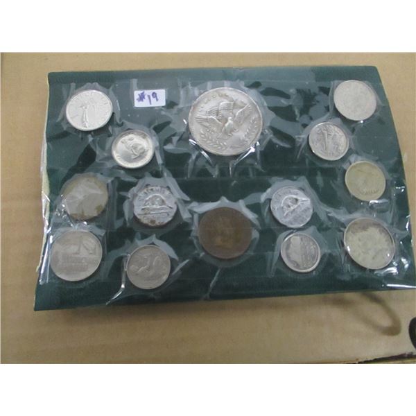 STOCK SHEET OF 12 WORLD COLLECTIBLE COINS
