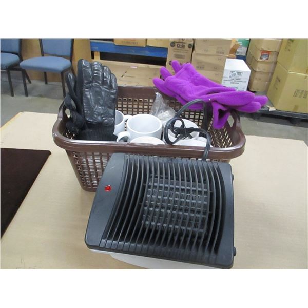 BASKET C/W 6 CUPS, HEATER, GLOVES, ETC