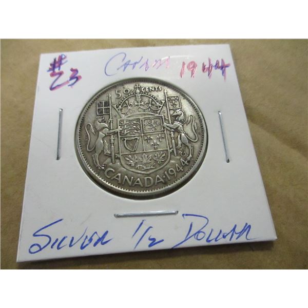 1944 CANADA KING GEORGE VI SILVER HALF DOLLAR